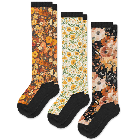 Autumn Florals EasyStretch™ Socks 3-Pack Bundle