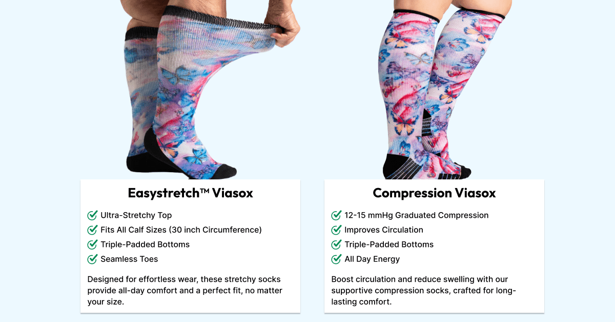 Lookup Compression Compression vs. EasyStretch™ Socks: Which One Is Right for You? – Viasox