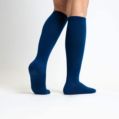 Viasox Navy Blue Compression Socks detail close-up