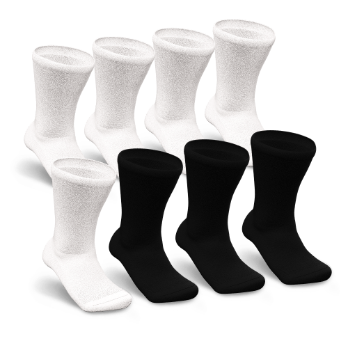 White & Black Non-Binding Diabetic Socks Bundle 8-Pack