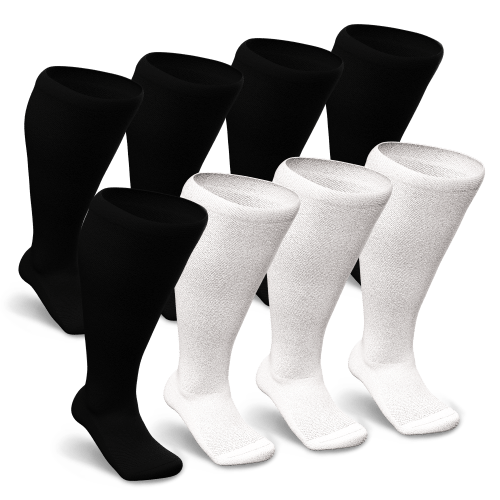 Black & White Non-Binding Diabetic Socks Bundle 8-Pack