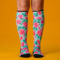 Viasox Sweet Roses Compression Socks side view