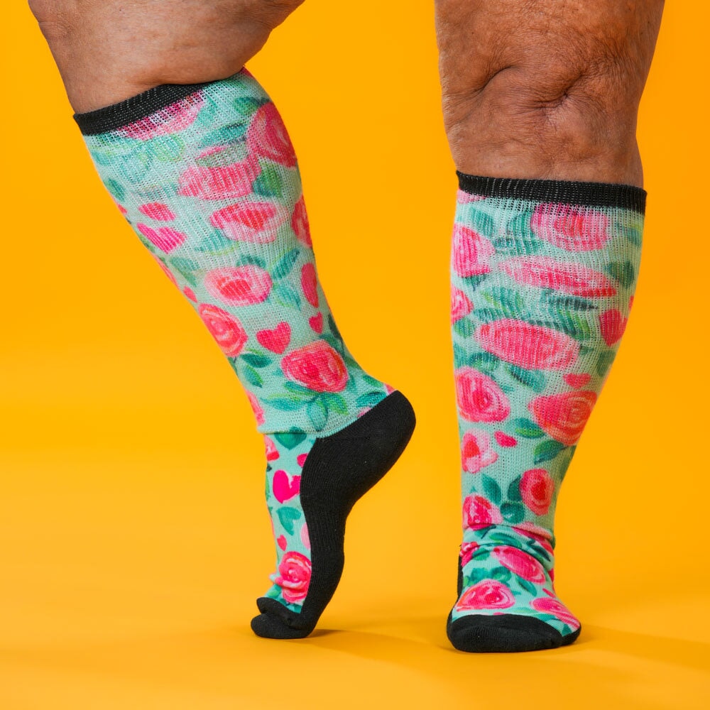 Viasox Sweet Roses EasyStretch Socks detail close-up