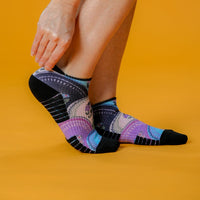 Viasox Flower Plates Ankle Compression Socks stretched display