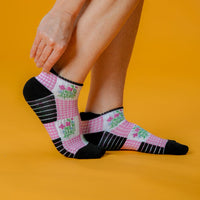 Viasox Grandma's Quilt Ankle Compression Socks stretched display