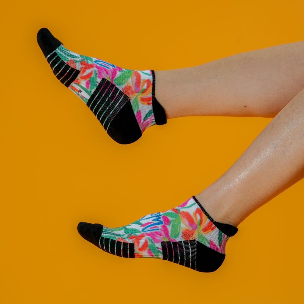 Viasox Mom's Bouquet Ankle Compression Socks detail close-up