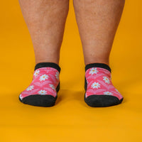 Viasox Coral Daisy Ankle Socks side view