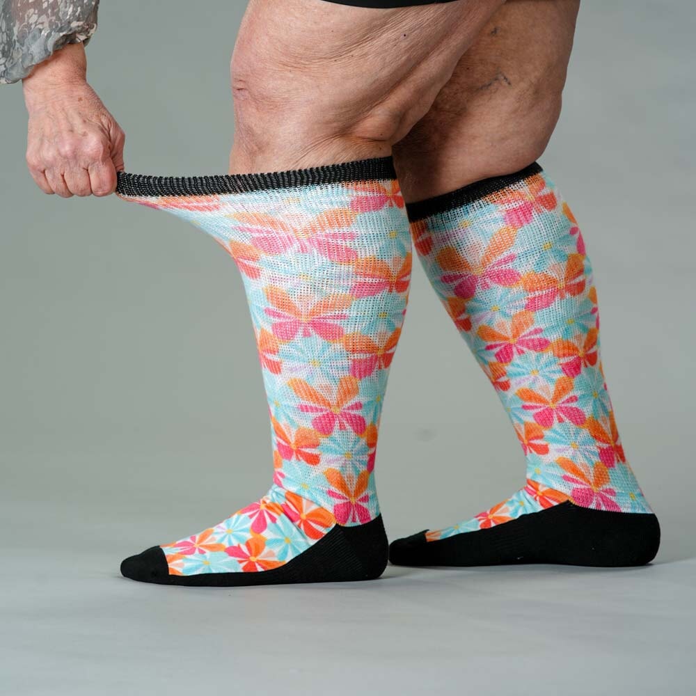 Viasox Groovy Blooms EasyStretch Socks detail close-up