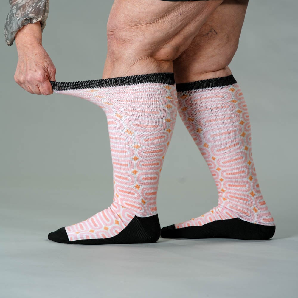 Viasox Peach Party EasyStretch Socks detail close-up