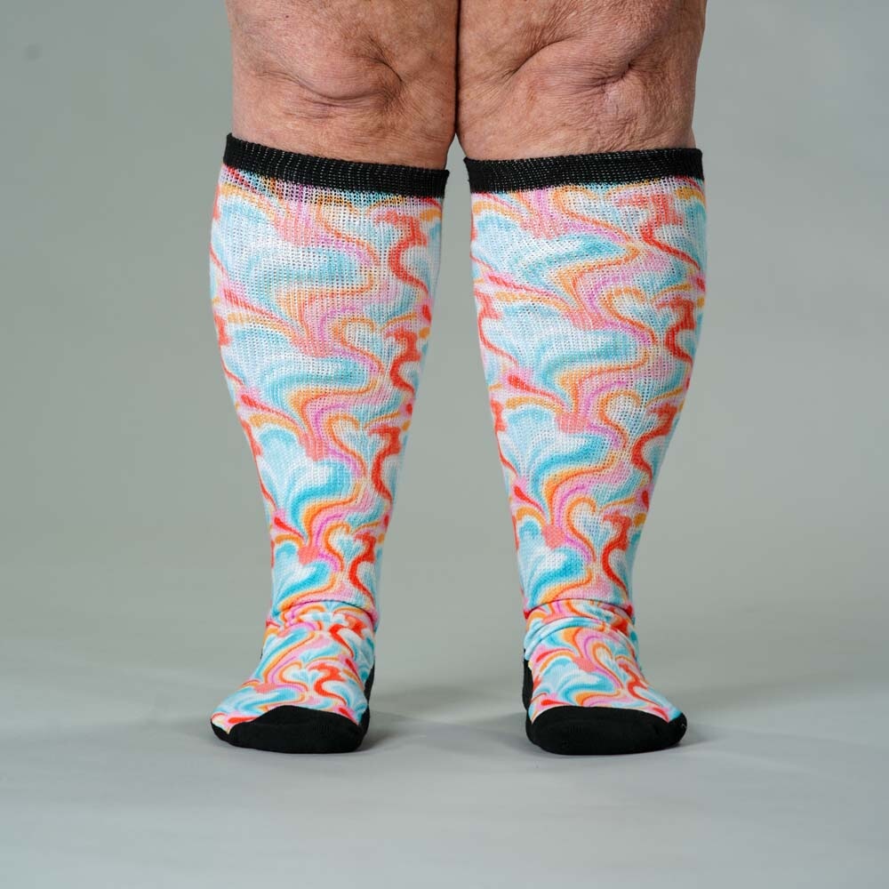 Viasox Spring Swirls EasyStretch Socks stretched display