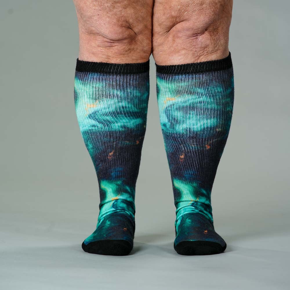 Viasox Malachite EasyStretch Socks stretched display