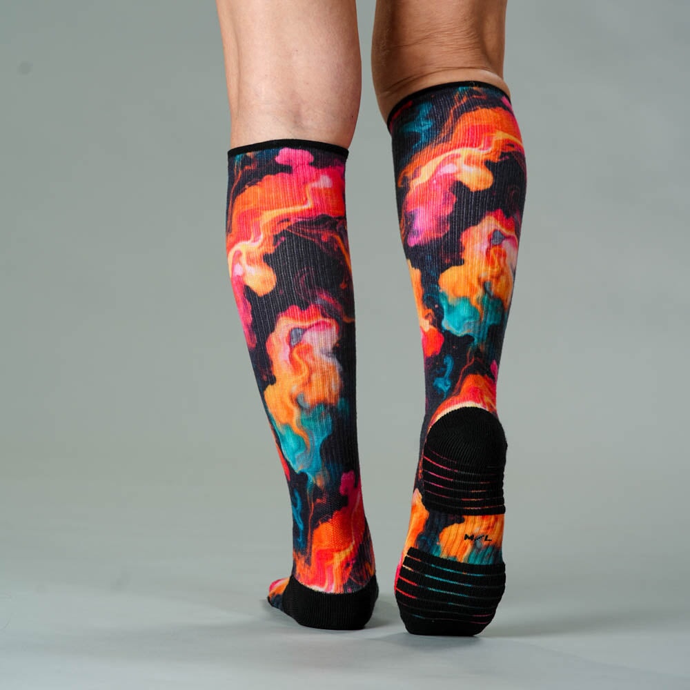 Viasox Midnight Lava Compression Socks stretched display