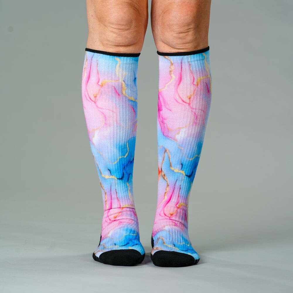 Viasox Pastel Marble Compression Socks side view