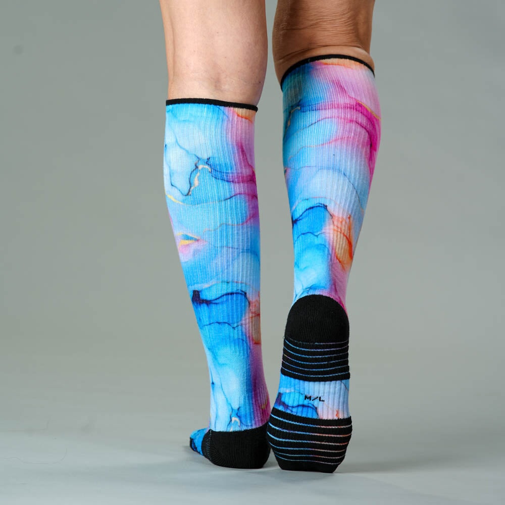 Viasox Pastel Marble Compression Socks detail close-up