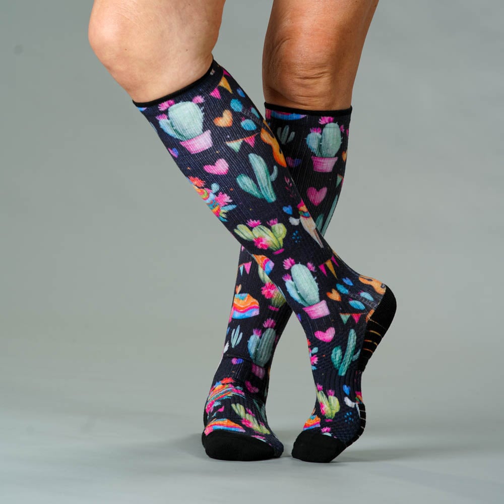 Viasox Llama Love Compression Socks stretched display