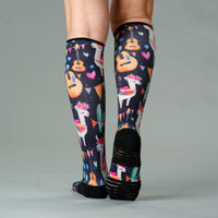 Viasox Llama Love Compression Socks detail close-up