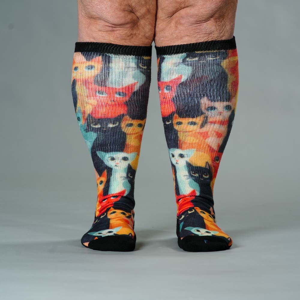 Viasox Cozy Cat EasyStretch™ Socks 5-Pack Bundle pair displayed