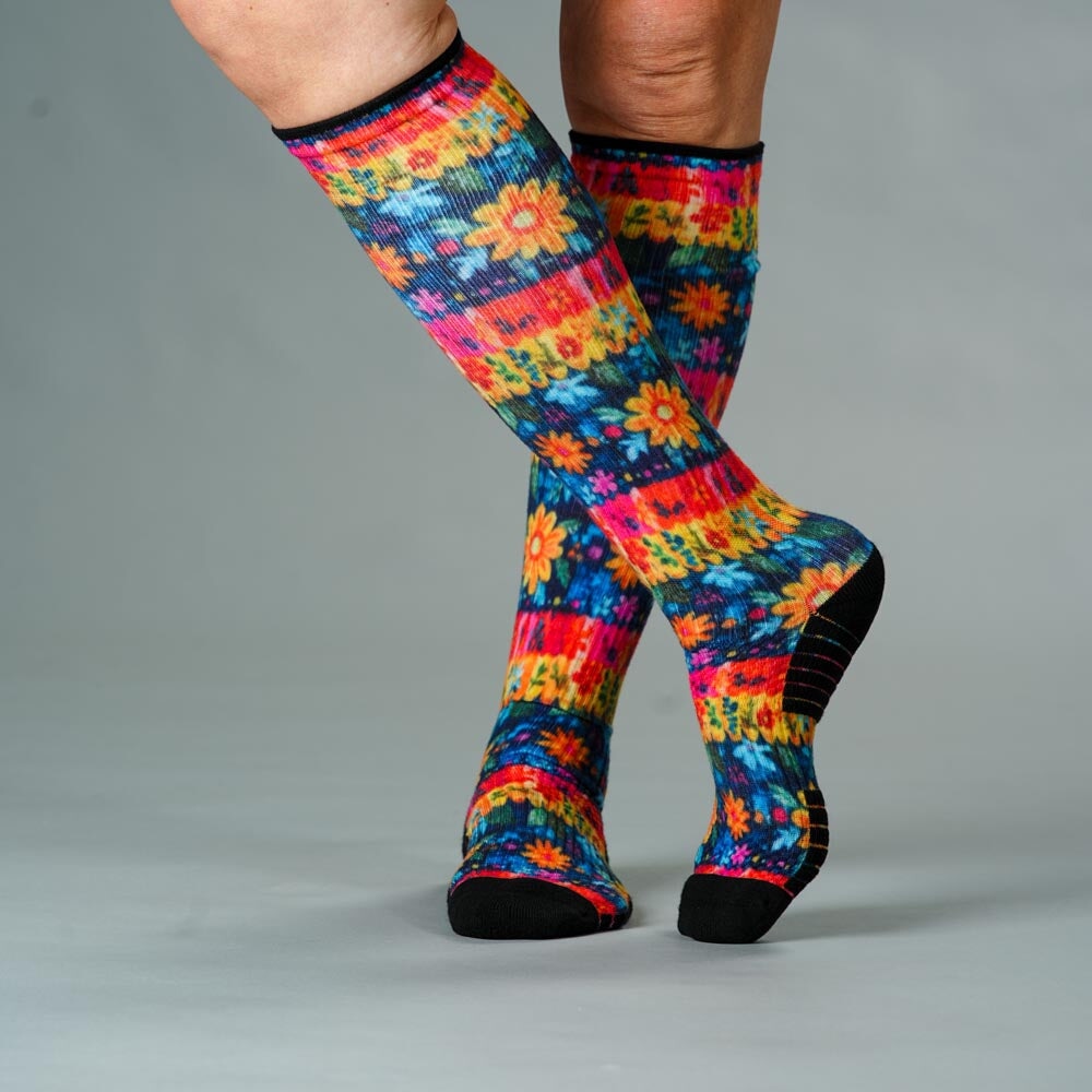 Viasox Spring Picnic Compression Socks stretched display