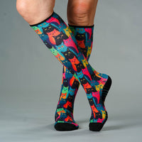 Viasox Kitty City Compression Socks stretched display