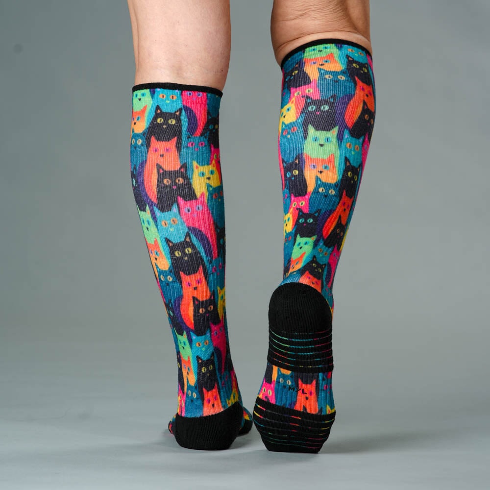Viasox Kitty City Compression Socks detail close-up