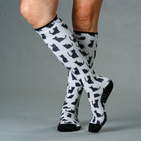 Viasox Black Meows Compression Socks stretched display