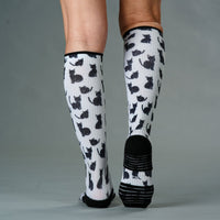 Viasox Black Meows Compression Socks detail close-up