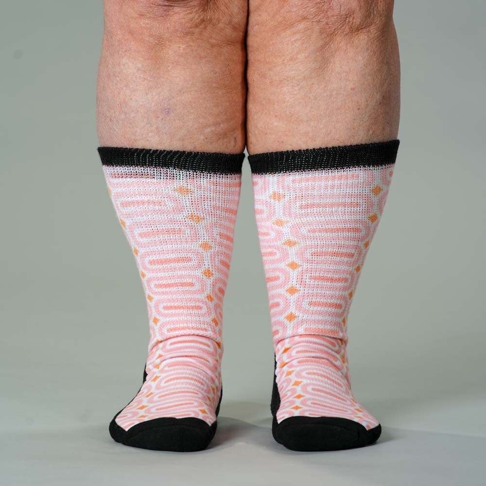 Viasox Peach Party EasyStretch Socks pair displayed