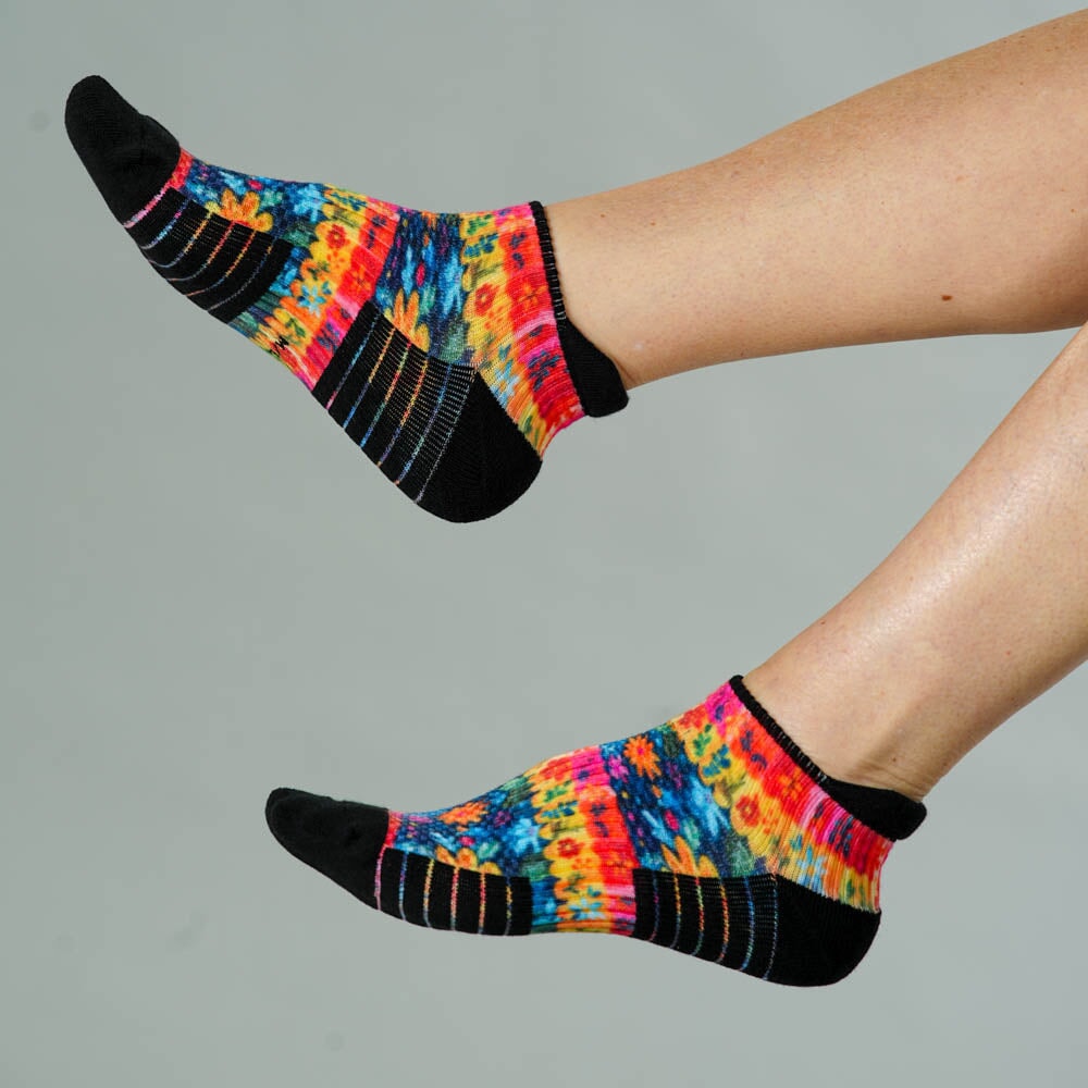 Viasox Spring Picnic Ankle Compression Socks detail close-up