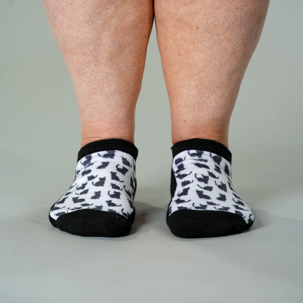 Viasox Black Meows Ankle Socks side view