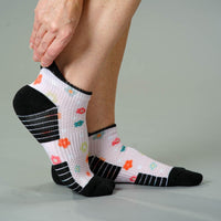Viasox Daisy Dots Ankle Compression Socks stretched display