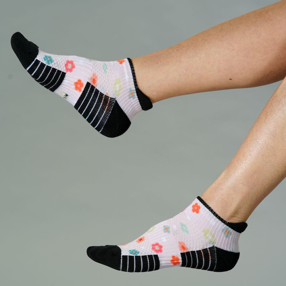 Viasox Daisy Dots Ankle Compression Socks detail close-up