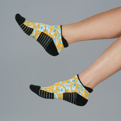 Mustard Floral Ankle Compression Socks