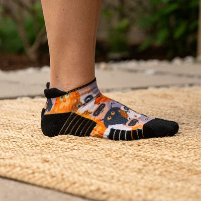 Viasox Cats Ankle Compression Socks stretched display