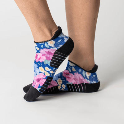 Viasox Floral Ankle Compression Socks stretched display