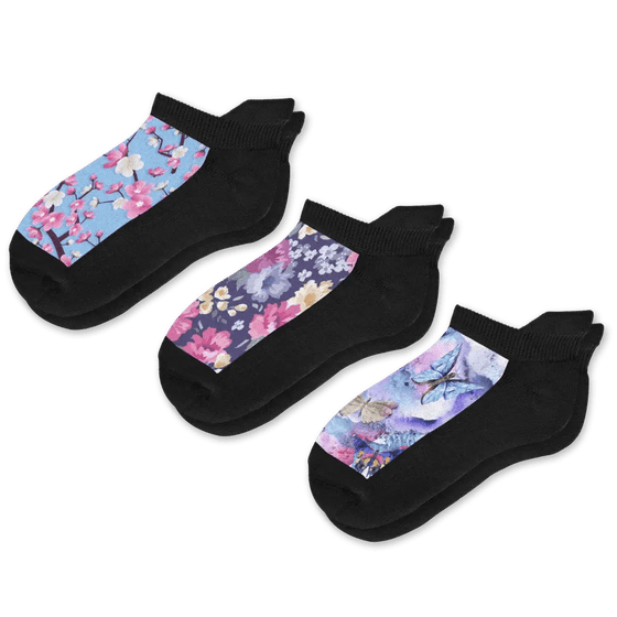 Viasox Flower Power Ankle Socks Bundle 3-Pack front view