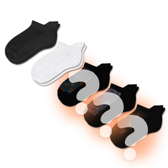 Viasox Monochrome & Mystery Ankle Socks Bundle 5-Pack front view