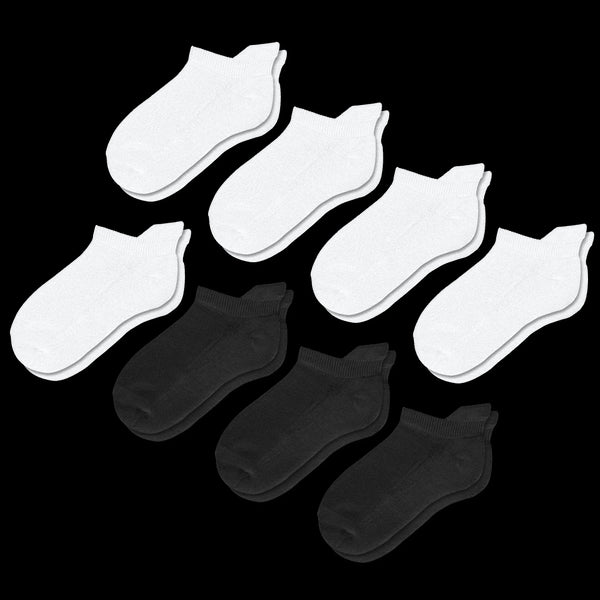 White & Black Ankle Diabetic Socks Bundle 8-Pack