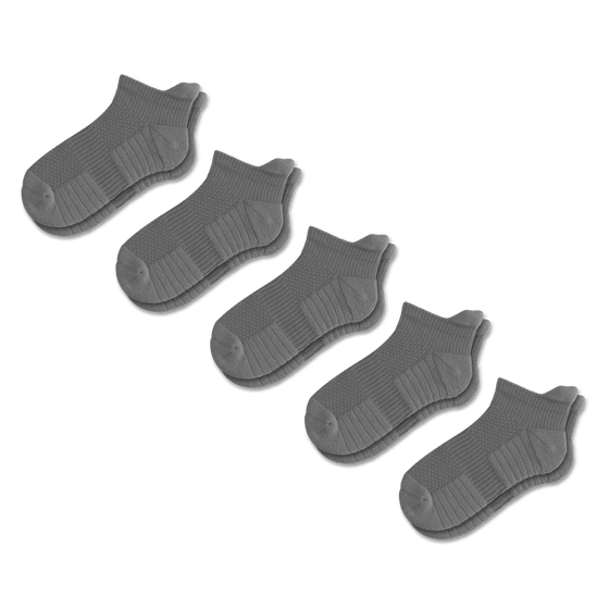 Viasox Gray Ankle Compression Socks 5-Pack Bundle front view
