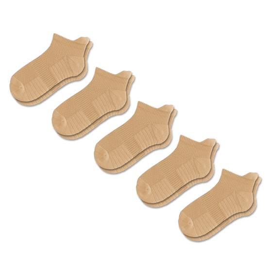 Viasox Tan Ankle Compression Socks 5-Pack Bundle front view