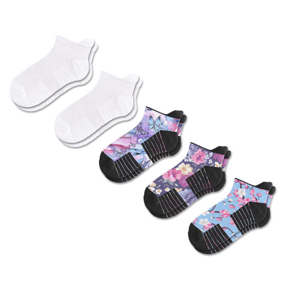 Viasox Blooming Brights Ankle Compression Socks 5-Pack Bundle front view