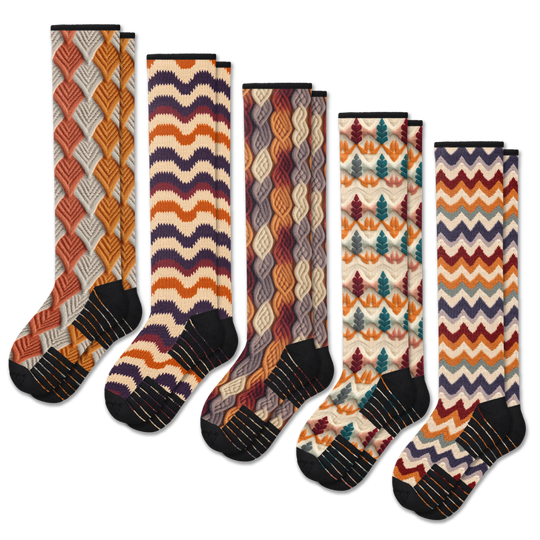 Autumn Knit Compression Socks 5-Pack Bundle