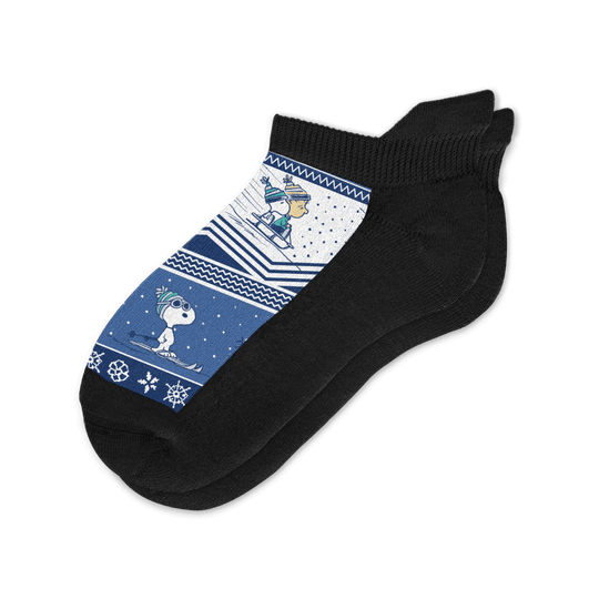 Peanuts Winter Collection Ski Trip Ankle Socks Viasox Flat View