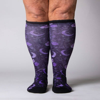 Viasox Purple Moon EasyStretch™ Socks stretched display