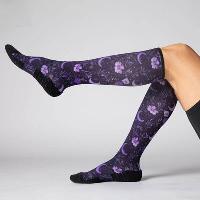 Viasox Purple Moon Compression Socks detail close-up