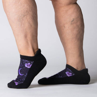 Viasox Purple Moon Ankle Socks stretched display