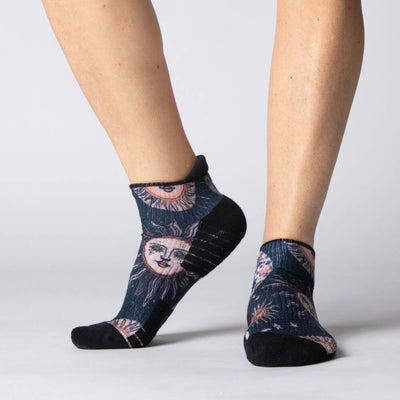 Viasox Celestial Moon Ankle Compression Socks stretched display
