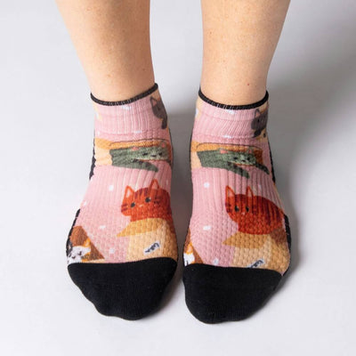Viasox Cats in Boxes Ankle Compression Socks stretched display