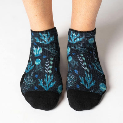 Viasox Jellyfish Blues Ankle Compression Socks side view