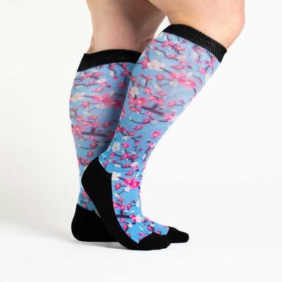 Viasox Cherry Blossoms EasyStretch™ Socks detail close-up