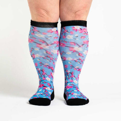 Viasox Cherry Blossoms EasyStretch™ Socks stretched display